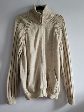 NWOT Boutique Argentinian Knit Full Zip Mock Neck Sweater Cardigan - Size Large